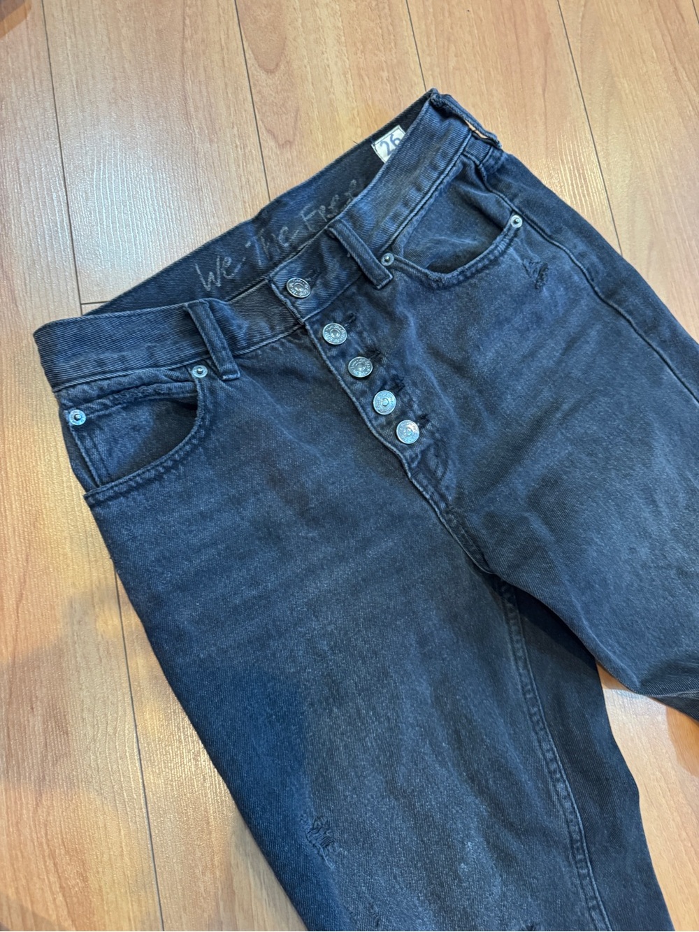 Free people we the free High-Rise Button-Fly Black Jeans